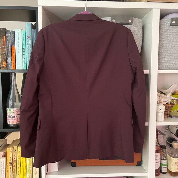 NWT H&M Skinny Fit Single-Breasted Jacket Burgundy 38R - Picture 6 of 10